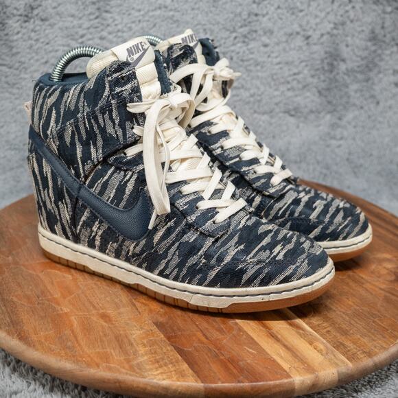Nike Dunk Sky Hi Armory Navy Blue Womens Wedge Shoes 585560-100 Size 8 - Picture 1 of 8